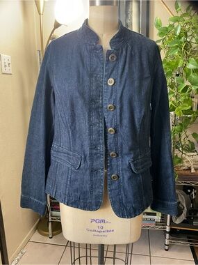 Charter Club Dark Indigo Denim Stand-Collar Jacket